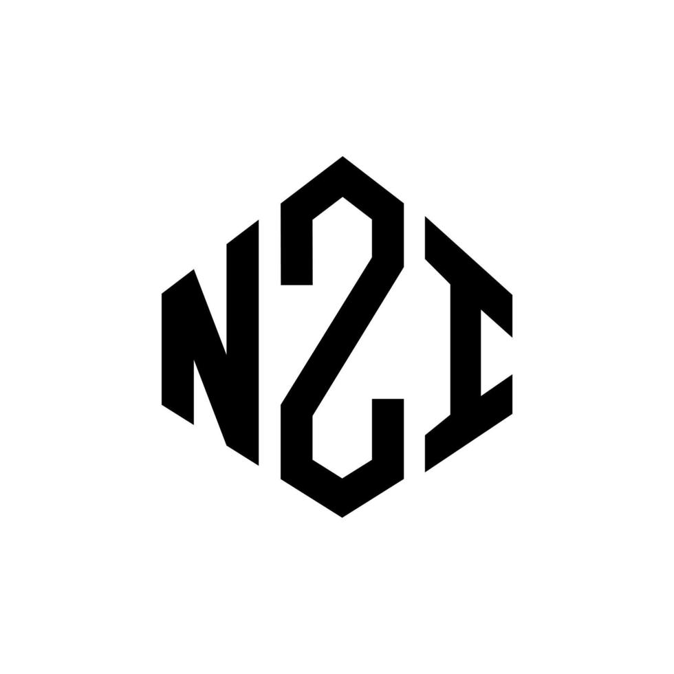 NZI letter logo design with polygon shape. NZI polygon and cube shape logo design. NZI hexagon vector logo template white and black colors. NZI monogram, business and real estate logo.