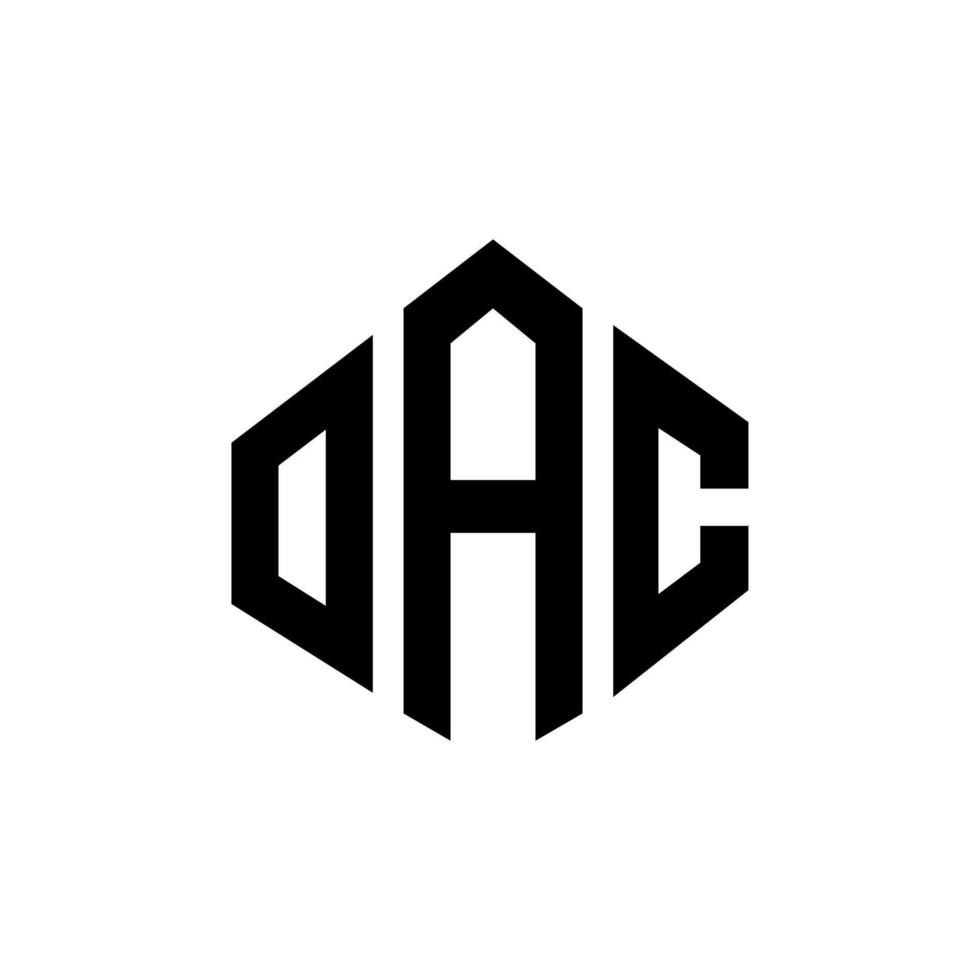 diseño de logotipo de letra oac con forma de polígono. diseño de logotipo en forma de cubo y polígono oac. plantilla de logotipo vectorial hexagonal oac colores blanco y negro. monograma oac, logotipo empresarial y inmobiliario. vector