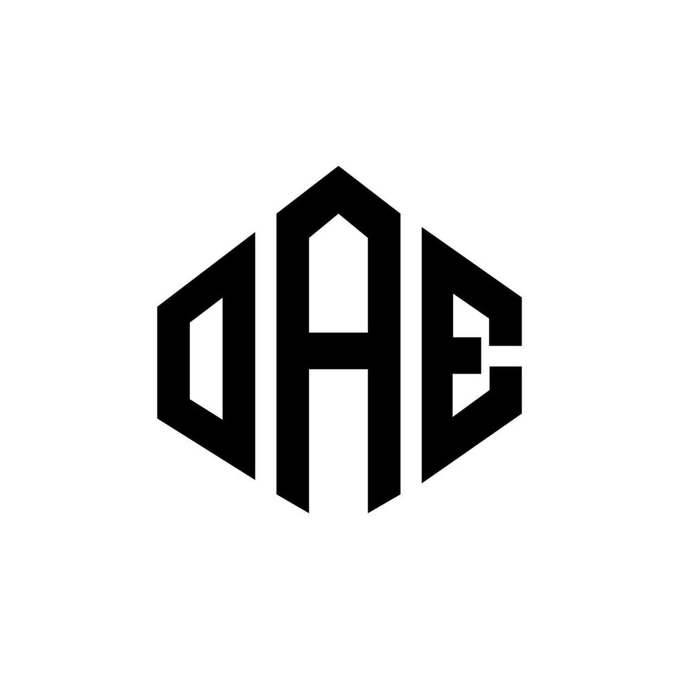 diseño de logotipo de letra oae con forma de polígono. diseño de logotipo en forma de cubo y polígono oae. oae hexágono vector logo plantilla colores blanco y negro. monograma oae, logotipo comercial y inmobiliario.