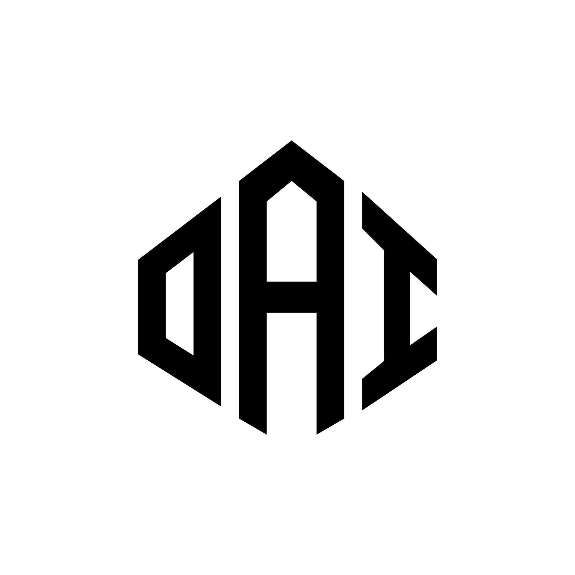 OAI letter logo design with polygon shape. OAI polygon and cube shape
