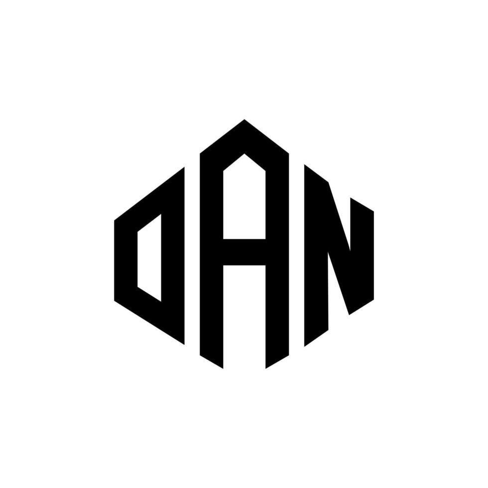 diseño de logotipo de letra oan con forma de polígono. diseño de logotipo en forma de polígono y cubo. oan hexágono vector logo plantilla colores blanco y negro. oan monograma, logotipo comercial e inmobiliario.