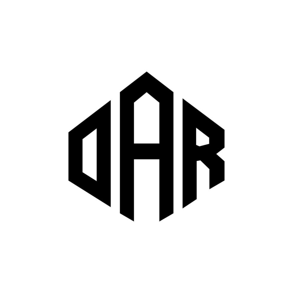 OAR letter logo design with polygon shape. OAR polygon and cube shape logo design. OAR hexagon vector logo template white and black colors. OAR monogram, business and real estate logo.