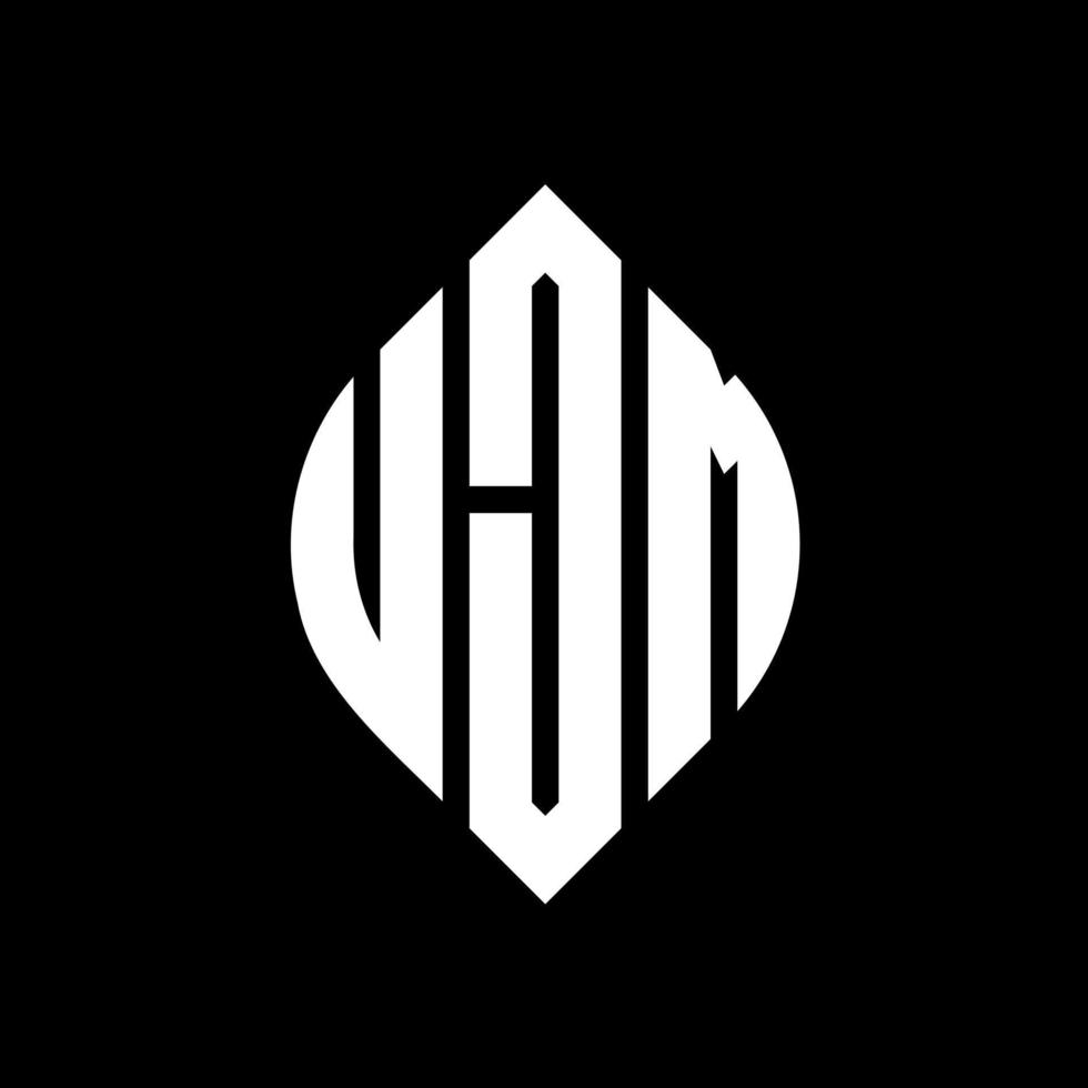 UJM circle letter logo design with circle and ellipse shape. UJM ellipse letters with typographic style. The three initials form a circle logo. UJM Circle Emblem Abstract Monogram Letter Mark Vector. vector