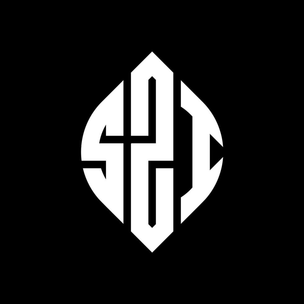 SZI circle letter logo design with circle and ellipse shape. SZI ellipse letters with typographic style. The three initials form a circle logo. SZI Circle Emblem Abstract Monogram Letter Mark Vector. vector