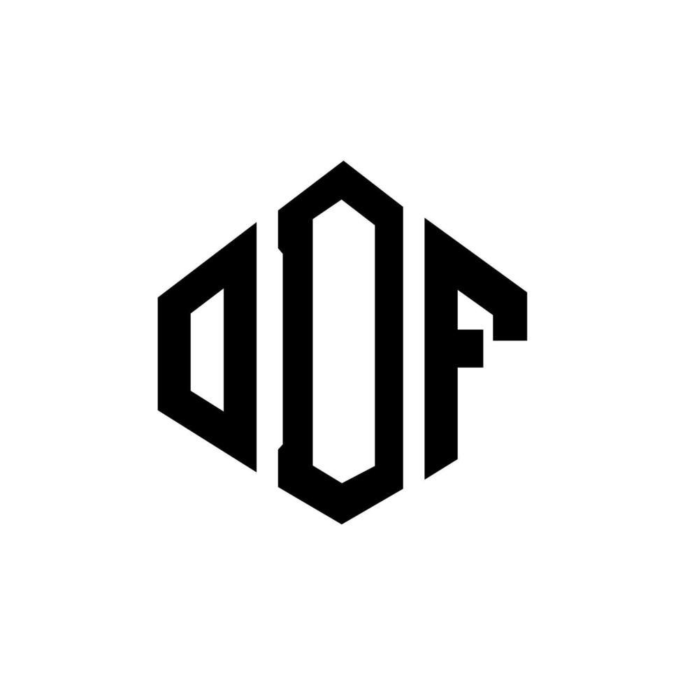 diseño de logotipo de letra odf con forma de polígono. diseño de logotipo en forma de cubo y polígono odf. plantilla de logotipo vectorial hexagonal odf colores blanco y negro. monograma odf, logotipo comercial e inmobiliario. vector