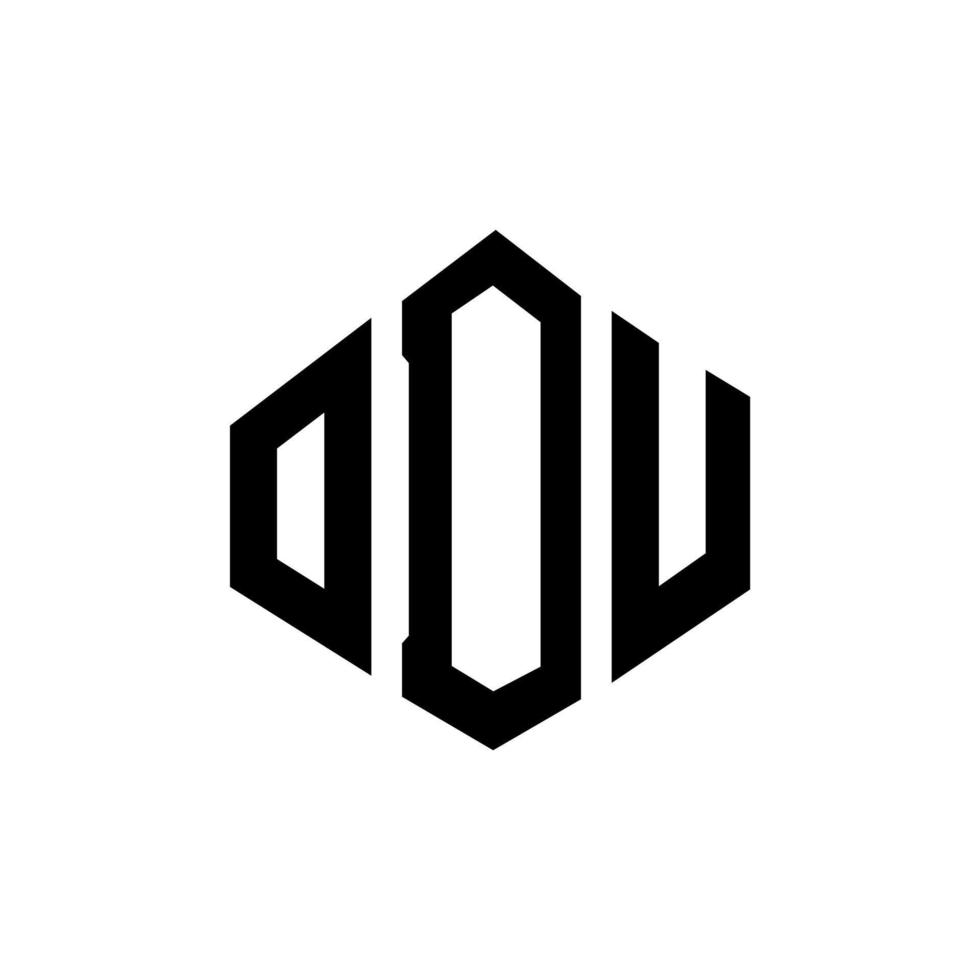 ODU letter logo design with polygon shape. ODU polygon and cube shape logo design. ODU hexagon vector logo template white and black colors. ODU monogram, business and real estate logo.