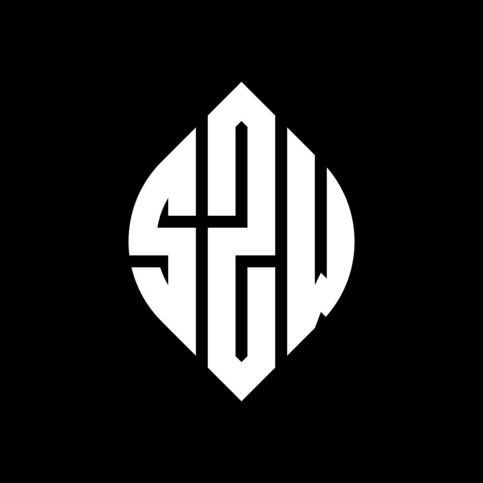 SZW circle letter logo design with circle and ellipse shape. SZW ellipse letters with typographic style. The three initials form a circle logo. SZW Circle Emblem Abstract Monogram Letter Mark Vector. vector