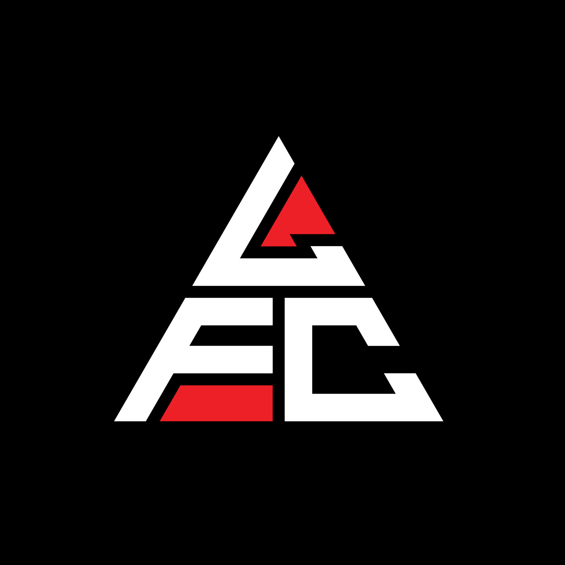 LFC triangle letter logo design with triangle shape. LFC triangle logo