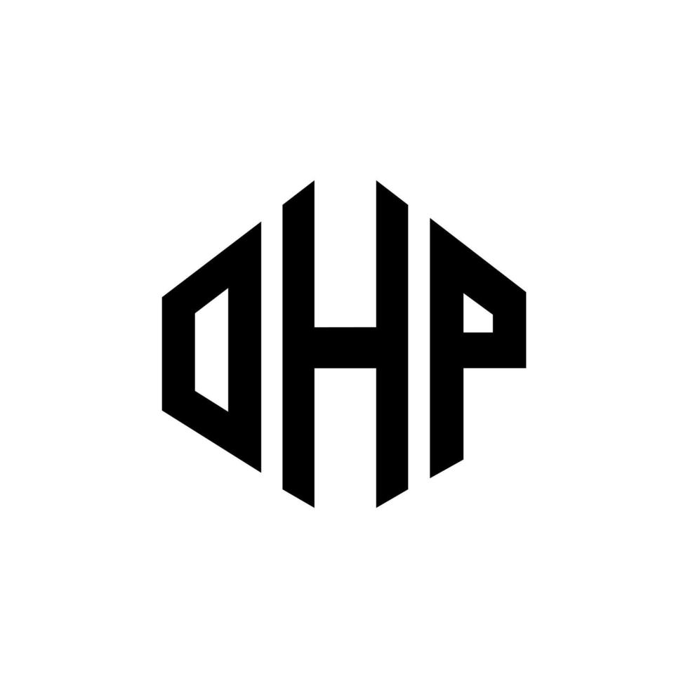 diseño de logotipo de letra ohp con forma de polígono. diseño de logotipo en forma de cubo y polígono ohp. ohp hexágono vector logo plantilla colores blanco y negro. monograma ohp, logotipo empresarial y inmobiliario.