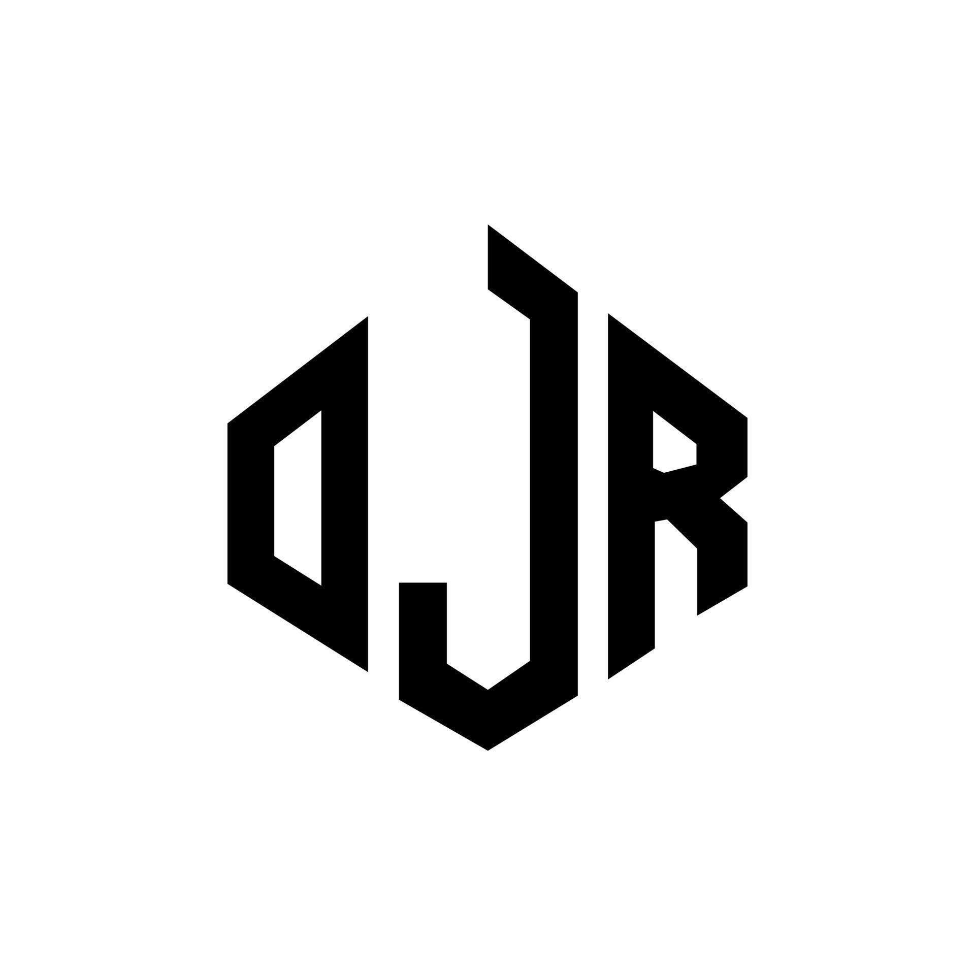 OJR letter logo design with polygon shape. OJR polygon and cube shape