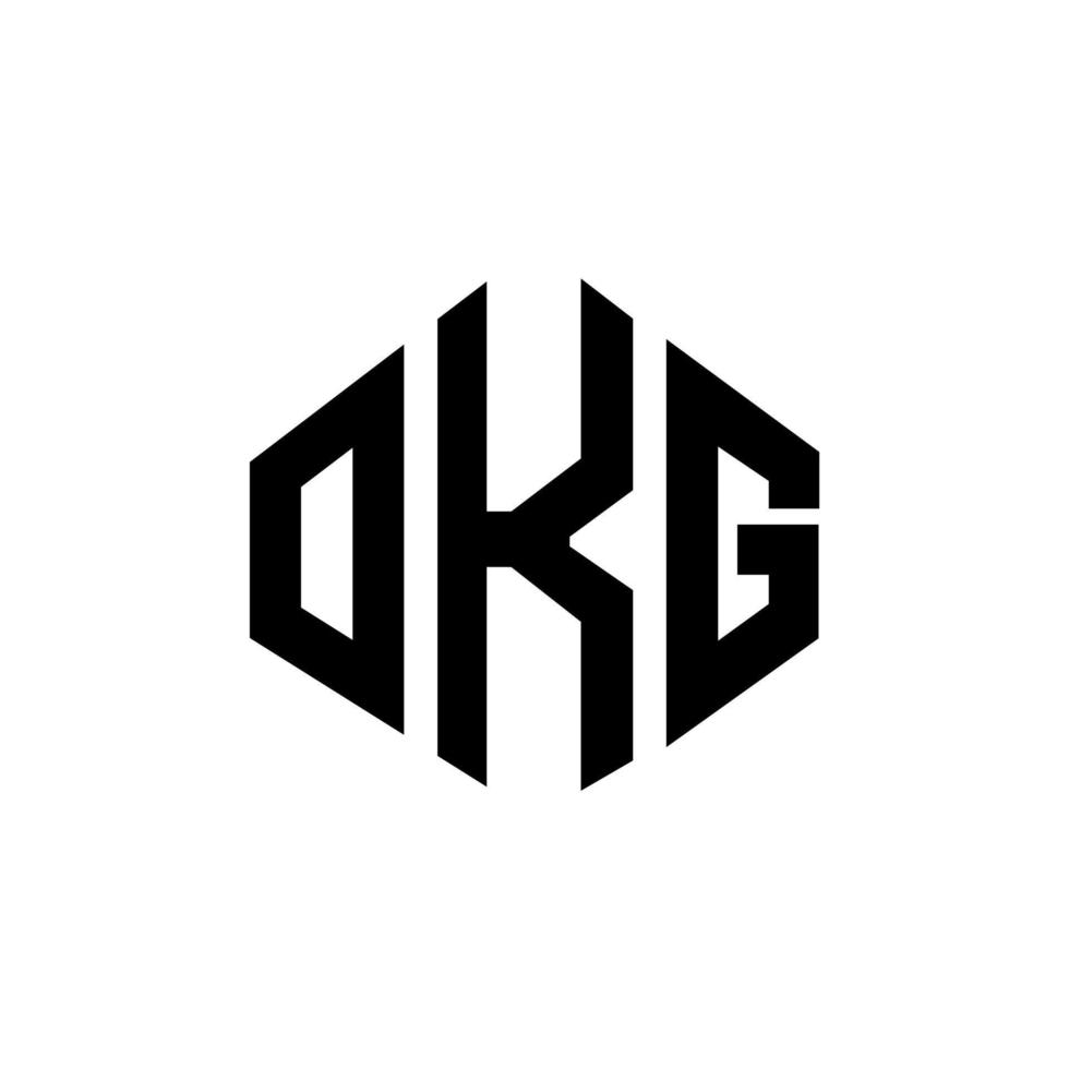 OKG letter logo design with polygon shape. OKG polygon and cube shape logo design. OKG hexagon vector logo template white and black colors. OKG monogram, business and real estate logo.