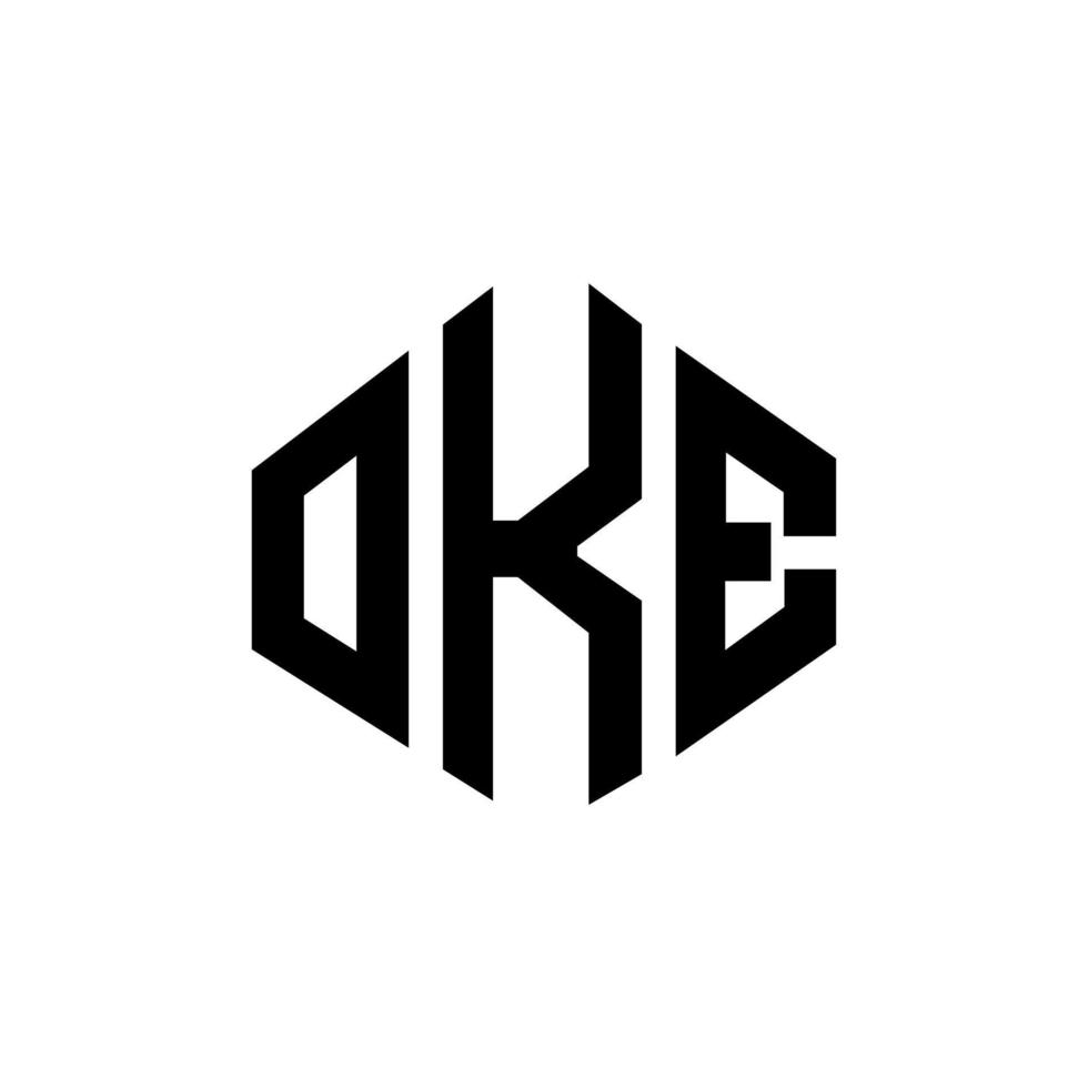 OKE letter logo design with polygon shape. OKE polygon and cube shape logo design. OKE hexagon vector logo template white and black colors. OKE monogram, business and real estate logo.