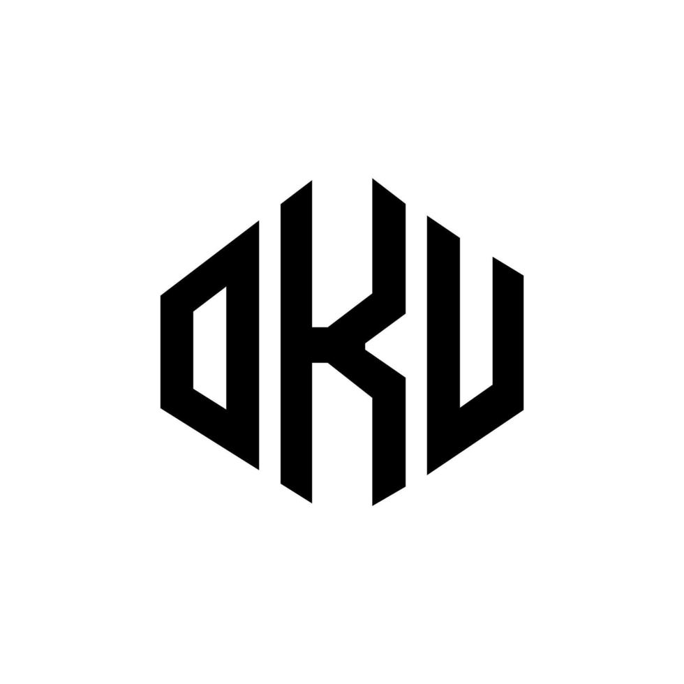 OKU letter logo design with polygon shape. OKU polygon and cube shape logo design. OKU hexagon vector logo template white and black colors. OKU monogram, business and real estate logo.