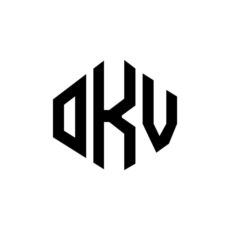 OKV letter logo design with polygon shape. OKV polygon and cube shape logo design. OKV hexagon vector logo template white and black colors. OKV monogram, business and real estate logo.