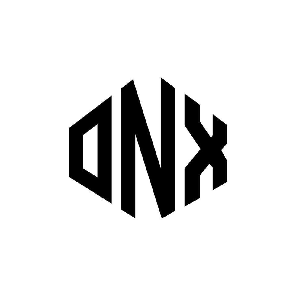 diseño de logotipo de letra onx con forma de polígono. diseño de logotipo en forma de cubo y polígono onx. Onx hexágono vector logo plantilla colores blanco y negro. monograma onx, logotipo comercial e inmobiliario.