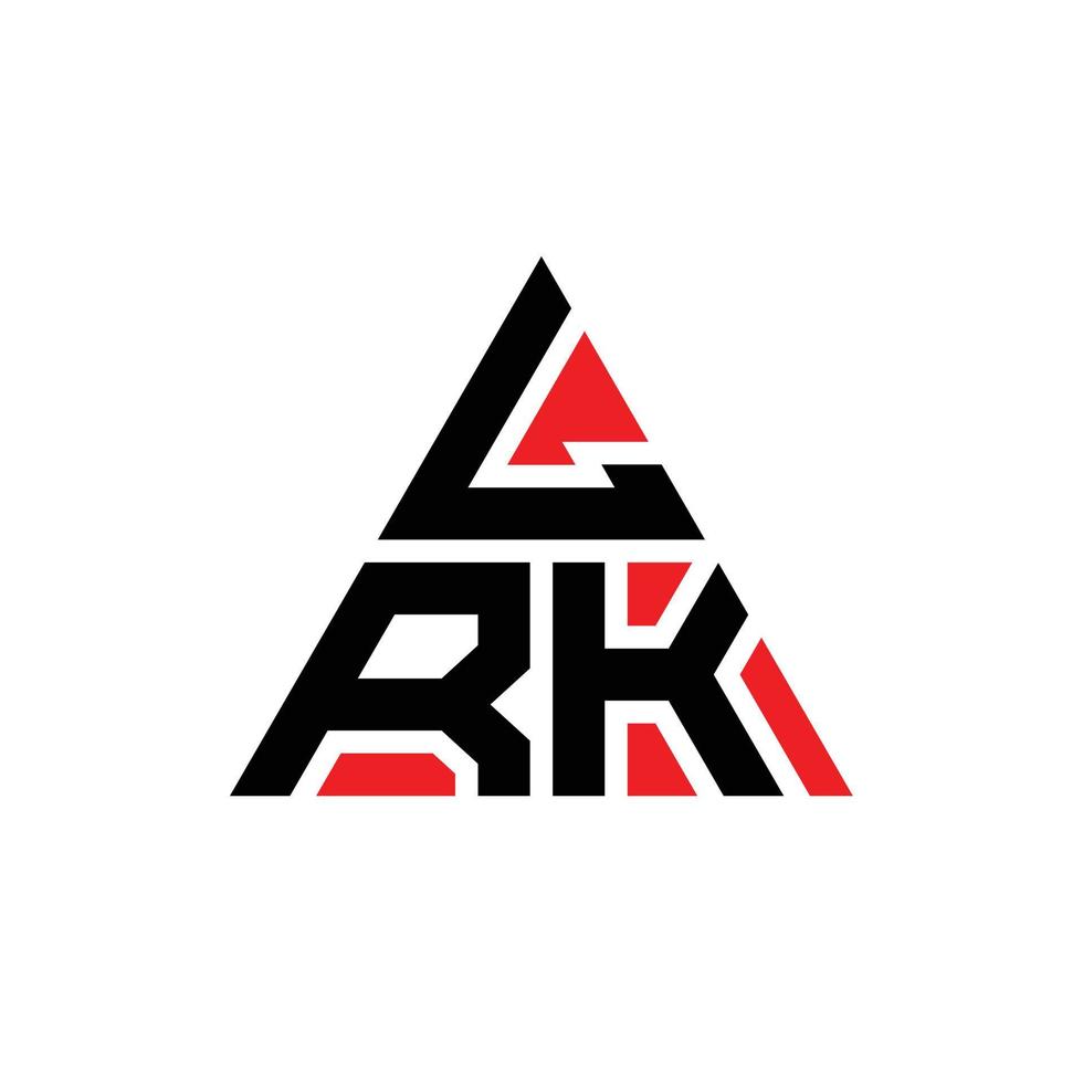 LRK triangle letter logo design with triangle shape. LRK triangle logo design monogram. LRK triangle vector logo template with red color. LRK triangular logo Simple, Elegant, and Luxurious Logo.