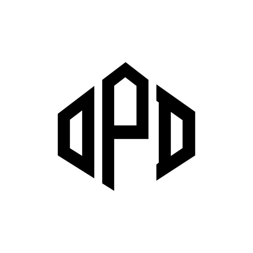 diseño de logotipo de letra opd con forma de polígono. diseño de logotipo en forma de cubo y polígono opd. plantilla de logotipo vectorial hexagonal opd colores blanco y negro. monograma opd, logotipo empresarial y inmobiliario. vector