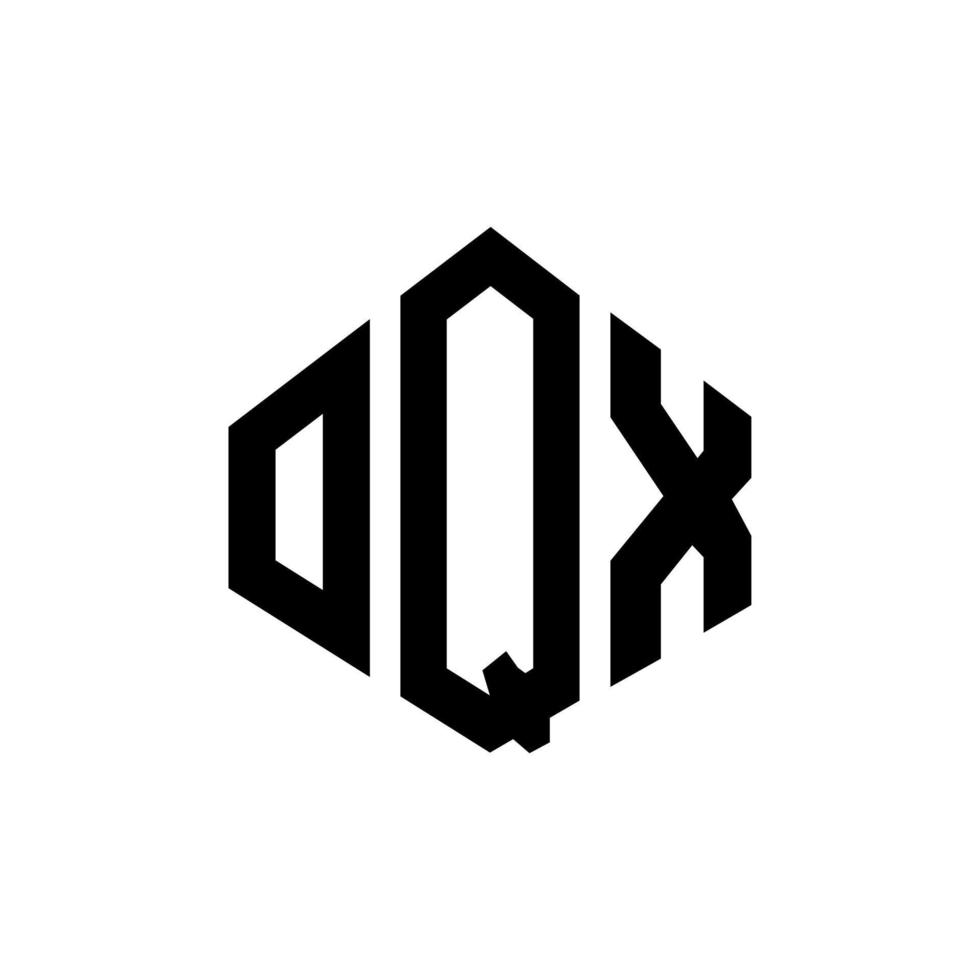 OQX letter logo design with polygon shape. OQX polygon and cube shape logo design. OQX hexagon vector logo template white and black colors. OQX monogram, business and real estate logo.