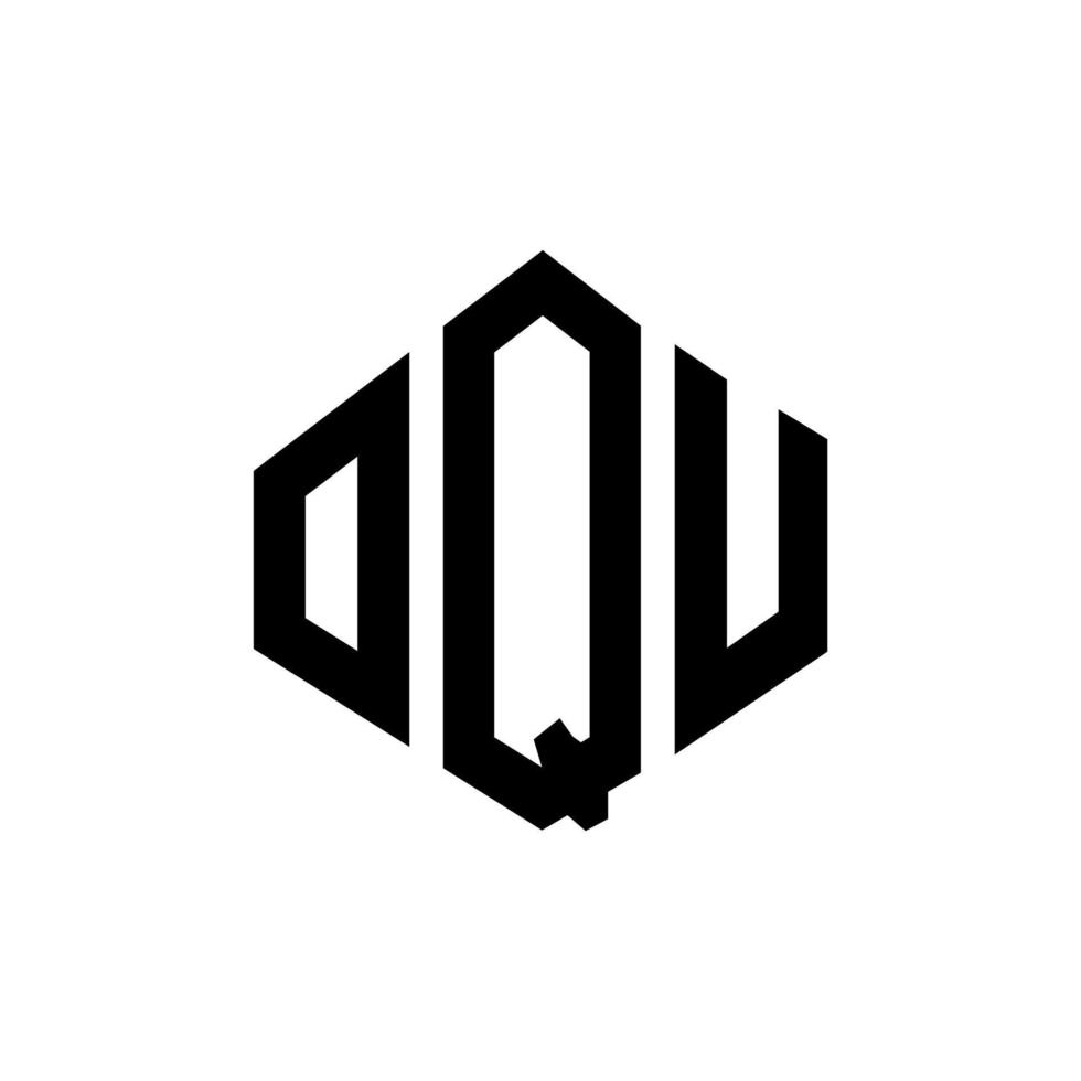 OQU letter logo design with polygon shape. OQU polygon and cube shape logo design. OQU hexagon vector logo template white and black colors. OQU monogram, business and real estate logo.