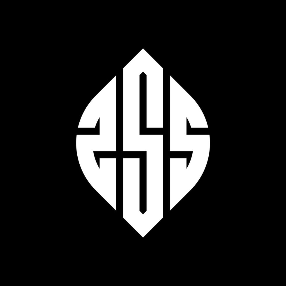 ZSS circle letter logo design with circle and ellipse shape. ZSS ellipse letters with typographic style. The three initials form a circle logo. ZSS Circle Emblem Abstract Monogram Letter Mark Vector. vector