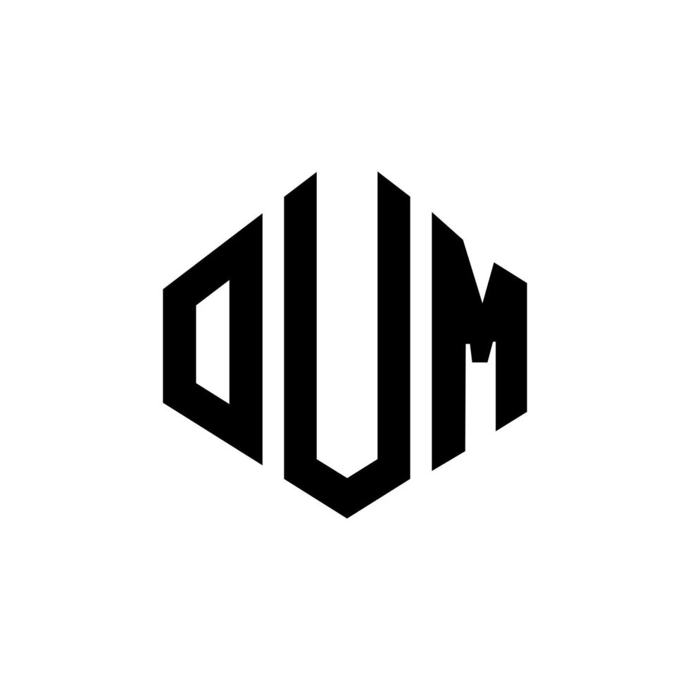 OUM letter logo design with polygon shape. OUM polygon and cube shape logo design. OUM hexagon vector logo template white and black colors. OUM monogram, business and real estate logo.