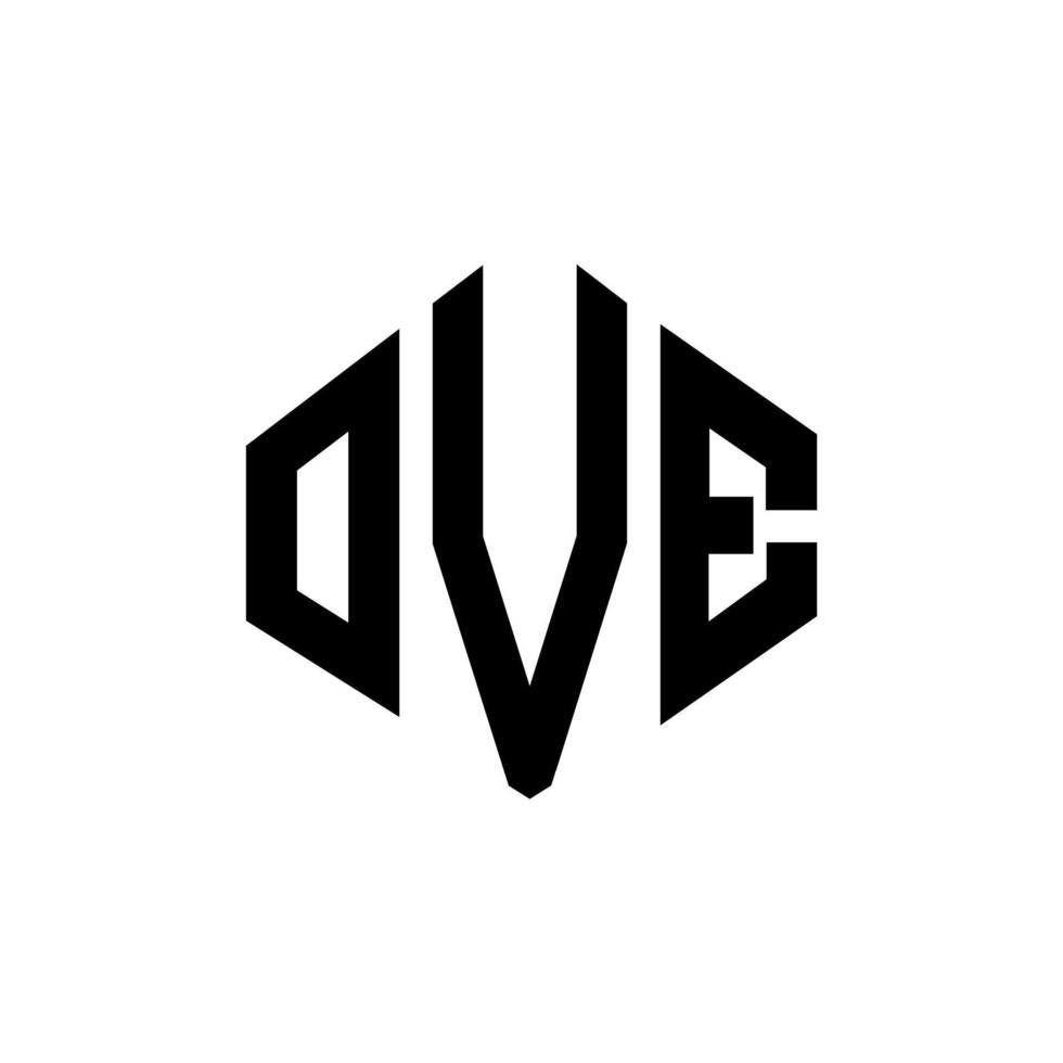 diseño de logotipo de letra ove con forma de polígono. ove polígono y diseño de logotipo en forma de cubo. ove hexágono vector logo plantilla colores blanco y negro. ove monograma, logotipo comercial e inmobiliario.