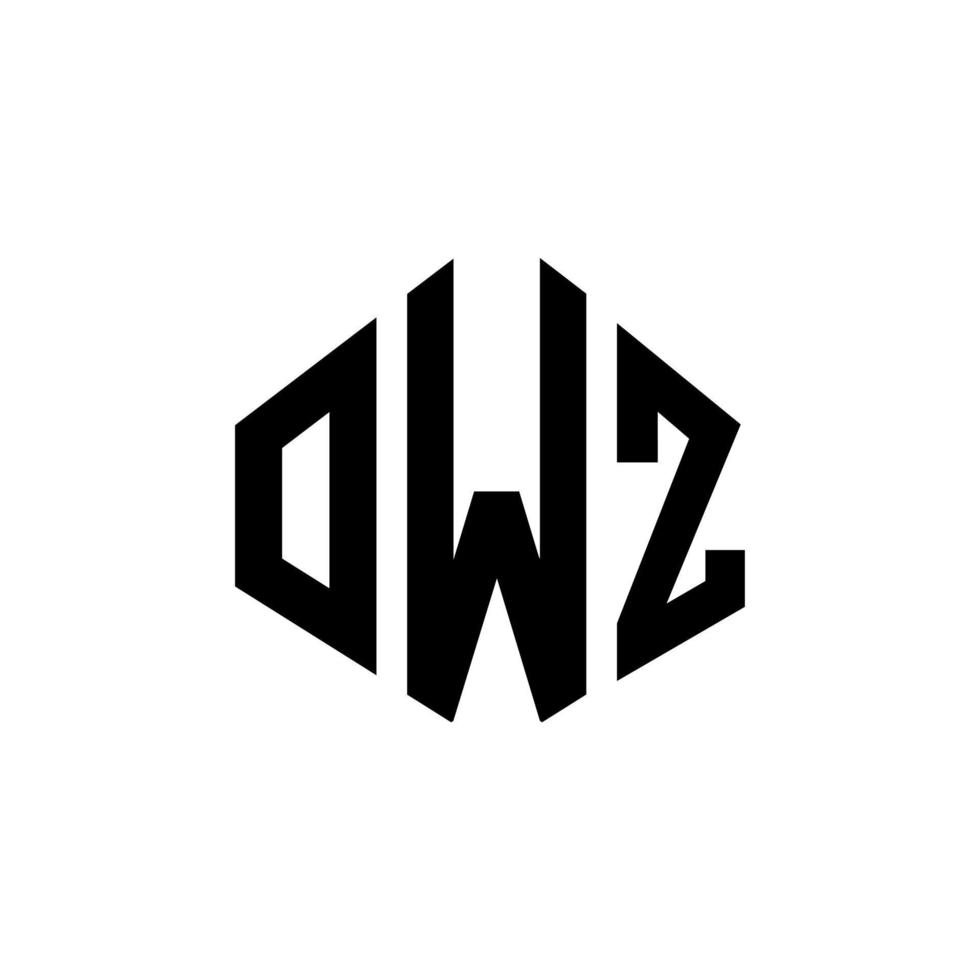 diseño de logotipo de letra owz con forma de polígono. diseño de logotipo en forma de cubo y polígono owz. owz hexágono vector logo plantilla colores blanco y negro. monograma owz, logotipo empresarial y inmobiliario.