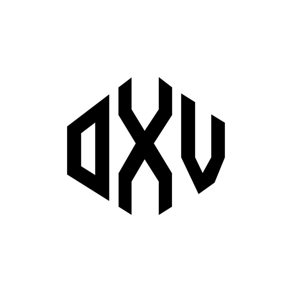 diseño de logotipo de letra oxv con forma de polígono. diseño de logotipo en forma de cubo y polígono oxv. plantilla de logotipo vectorial hexagonal oxv colores blanco y negro. monograma oxv, logotipo empresarial y inmobiliario. vector