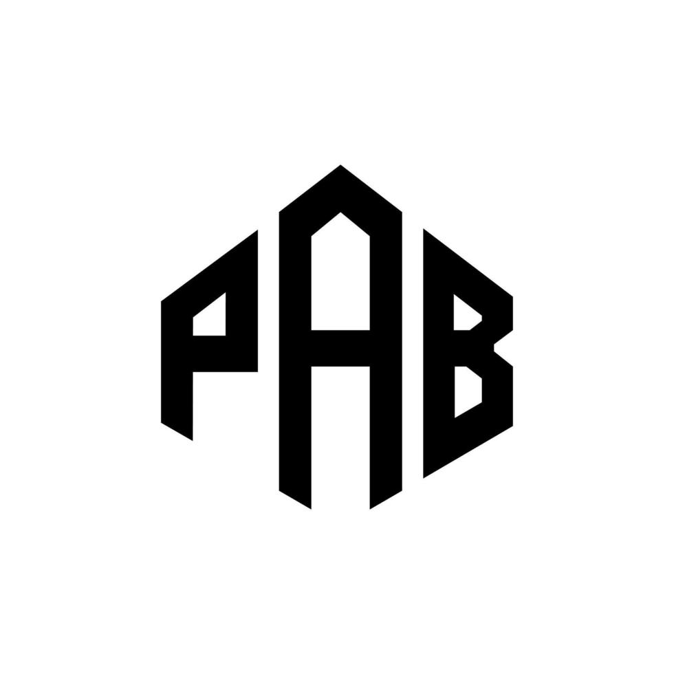 diseño de logotipo de letra pab con forma de polígono. pab polígono y diseño de logotipo en forma de cubo. pab hexagon vector logo plantilla colores blanco y negro. monograma pab, logotipo comercial e inmobiliario.