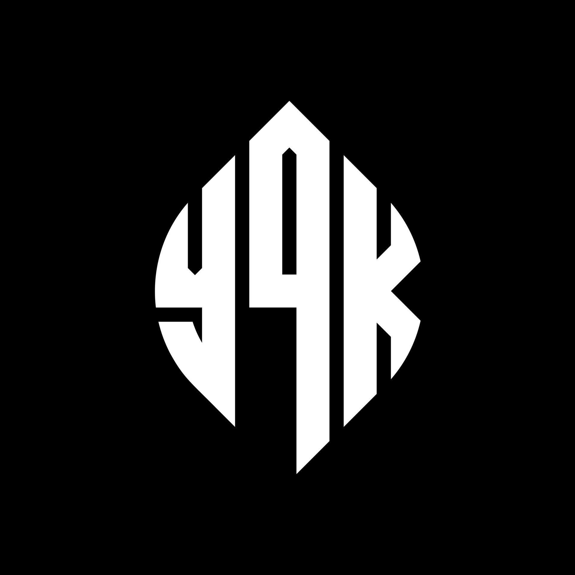 YQK circle letter logo design with circle and ellipse shape. YQK