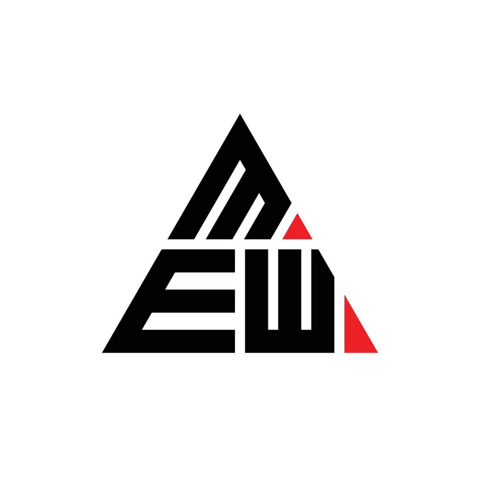MEW triangle letter logo design with triangle shape. MEW triangle logo design monogram. MEW triangle vector logo template with red color. MEW triangular logo Simple, Elegant, and Luxurious Logo.