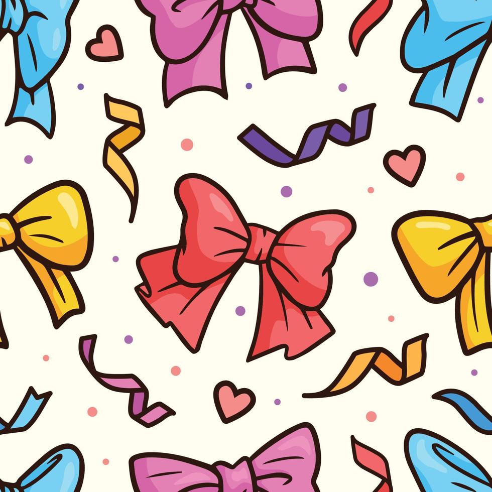 Ribbon Bow Seamless Pattern vector