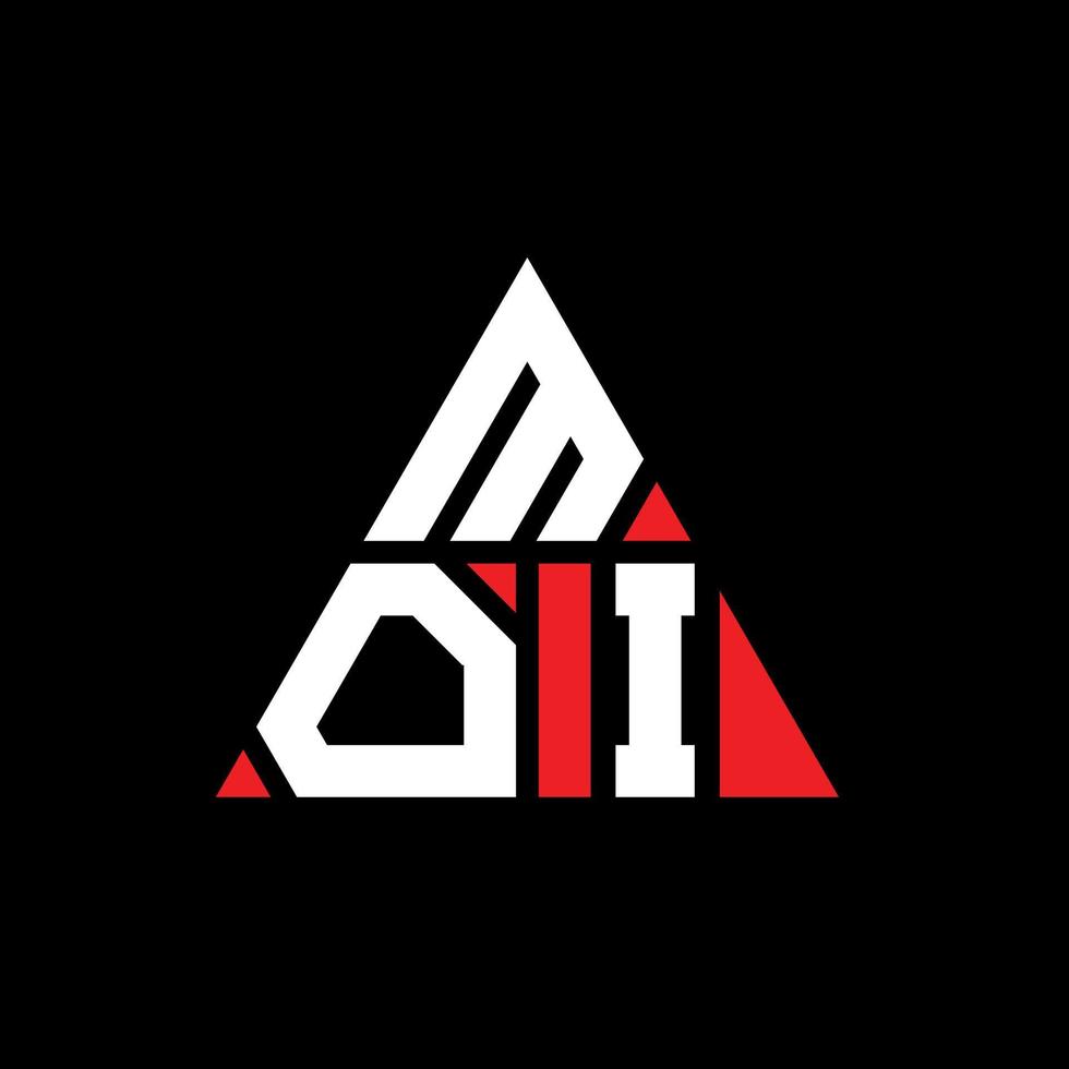 diseño de logotipo de letra triangular moi con forma de triángulo. monograma de diseño del logotipo del triángulo moi. plantilla de logotipo de vector de triángulo moi con color rojo. logotipo triangular moi logotipo simple, elegante y lujoso.