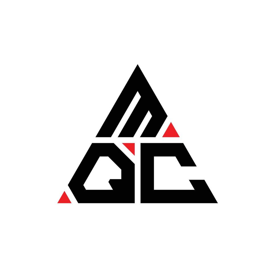 diseño de logotipo de letra triangular mqc con forma de triángulo. monograma de diseño de logotipo de triángulo mqc. plantilla de logotipo de vector de triángulo mqc con color rojo. logotipo triangular mqc logotipo simple, elegante y lujoso.
