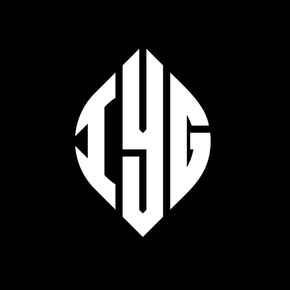 IYG circle letter logo design with circle and ellipse shape. IYG ellipse letters with typographic style. The three initials form a circle logo. IYG Circle Emblem Abstract Monogram Letter Mark Vector. vector