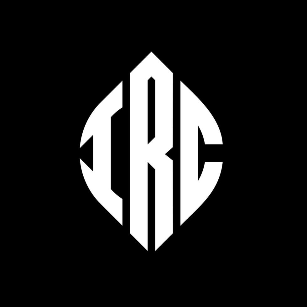 IRC circle letter logo design with circle and ellipse shape. IRC ellipse letters with typographic style. The three initials form a circle logo. IRC Circle Emblem Abstract Monogram Letter Mark Vector. vector