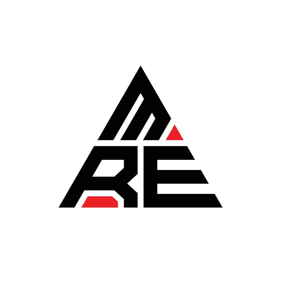 mre diseño de logotipo de letra triangular con forma de triángulo. monograma de diseño de logotipo de triángulo mre. plantilla de logotipo de vector de triángulo mre con color rojo. logotipo triangular mre logotipo simple, elegante y lujoso.