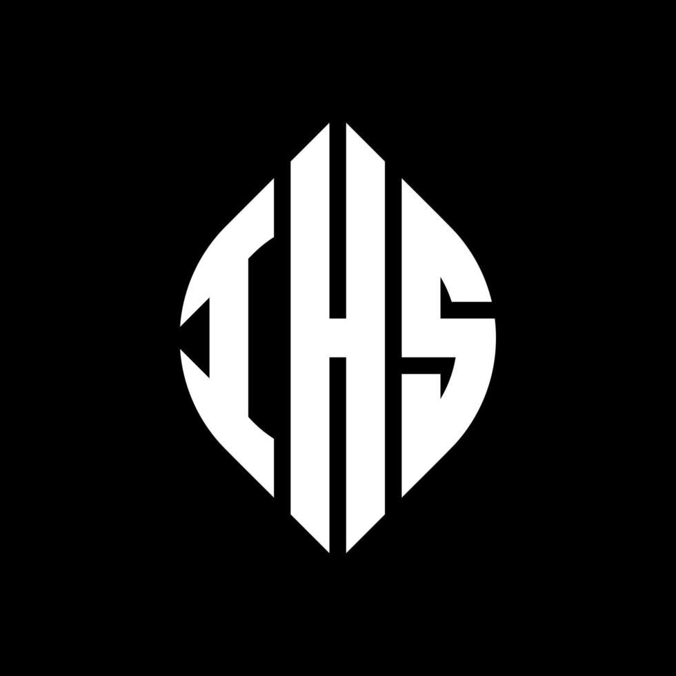 IHS circle letter logo design with circle and ellipse shape. IHS ellipse letters with typographic style. The three initials form a circle logo. IHS Circle Emblem Abstract Monogram Letter Mark Vector. vector
