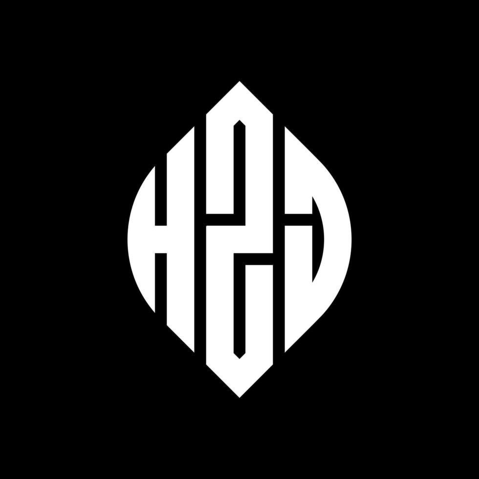 diseño de logotipo de letra circular hzj con forma de círculo y elipse. hzj letras elipses con estilo tipográfico. las tres iniciales forman un logo circular. vector de marca de letra de monograma abstracto del emblema del círculo hzj.