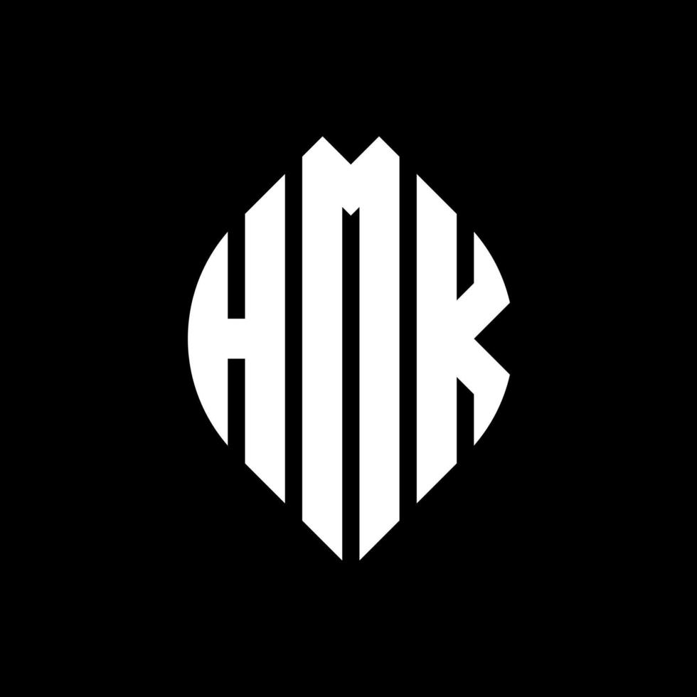 diseño de logotipo de letra de círculo hmk con forma de círculo y elipse. hmk letras elipses con estilo tipográfico. las tres iniciales forman un logo circular. vector de marca de letra de monograma abstracto del emblema del círculo hmk.