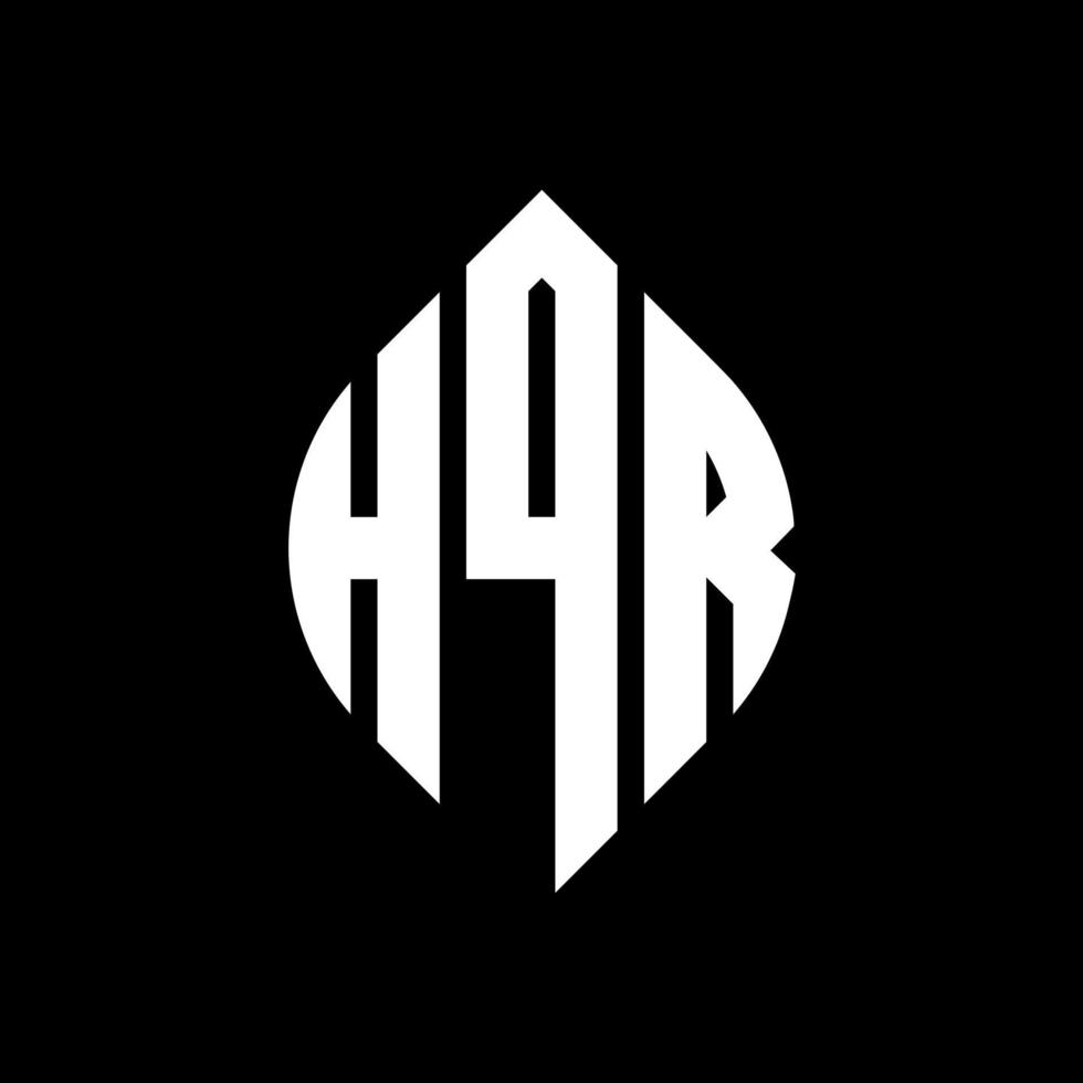 HQR circle letter logo design with circle and ellipse shape. HQR ellipse letters with typographic style. The three initials form a circle logo. HQR Circle Emblem Abstract Monogram Letter Mark Vector. vector