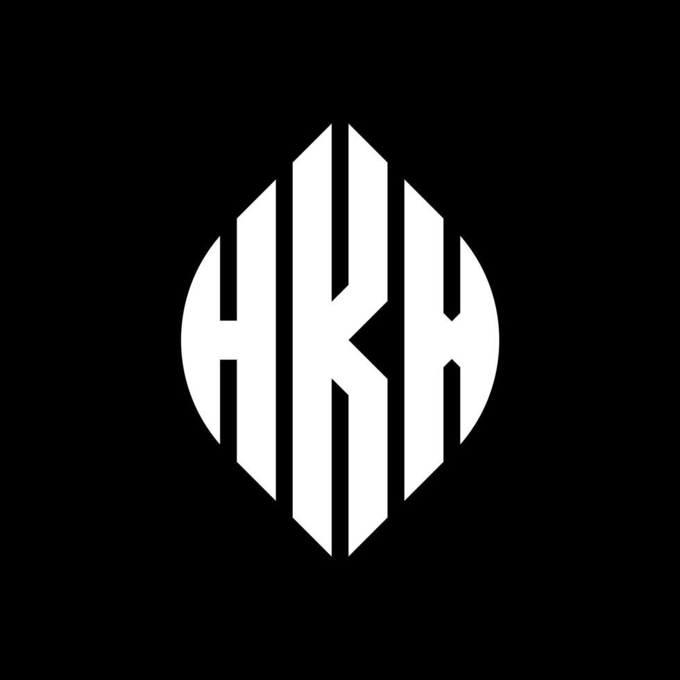 HKX circle letter logo design with circle and ellipse shape. HKX ellipse letters with typographic style. The three initials form a circle logo. HKX Circle Emblem Abstract Monogram Letter Mark Vector. vector