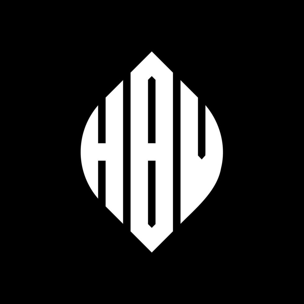 diseño de logotipo de letra de círculo hbv con forma de círculo y elipse. hbv letras elipses con estilo tipográfico. las tres iniciales forman un logo circular. vector de marca de letra de monograma abstracto del emblema del círculo hbv.