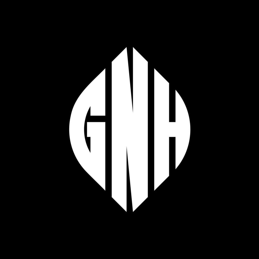 GNH circle letter logo design with circle and ellipse shape. GNH ellipse letters with typographic style. The three initials form a circle logo. GNH Circle Emblem Abstract Monogram Letter Mark Vector. vector