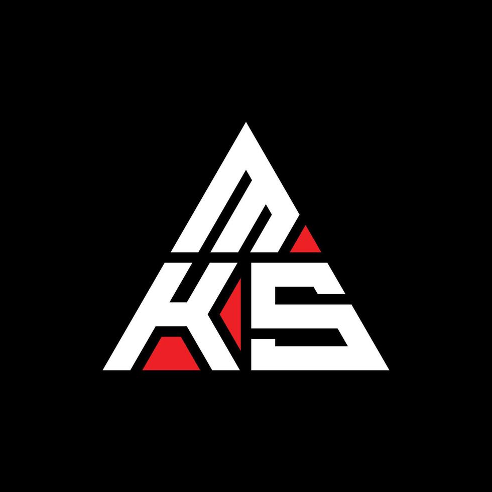 MKS triangle letter logo design with triangle shape. MKS triangle logo design monogram. MKS triangle vector logo template with red color. MKS triangular logo Simple, Elegant, and Luxurious Logo.