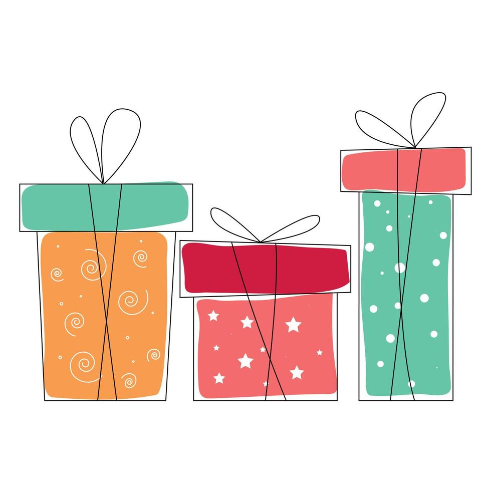 Vector set of various gift boxes. Flat design.