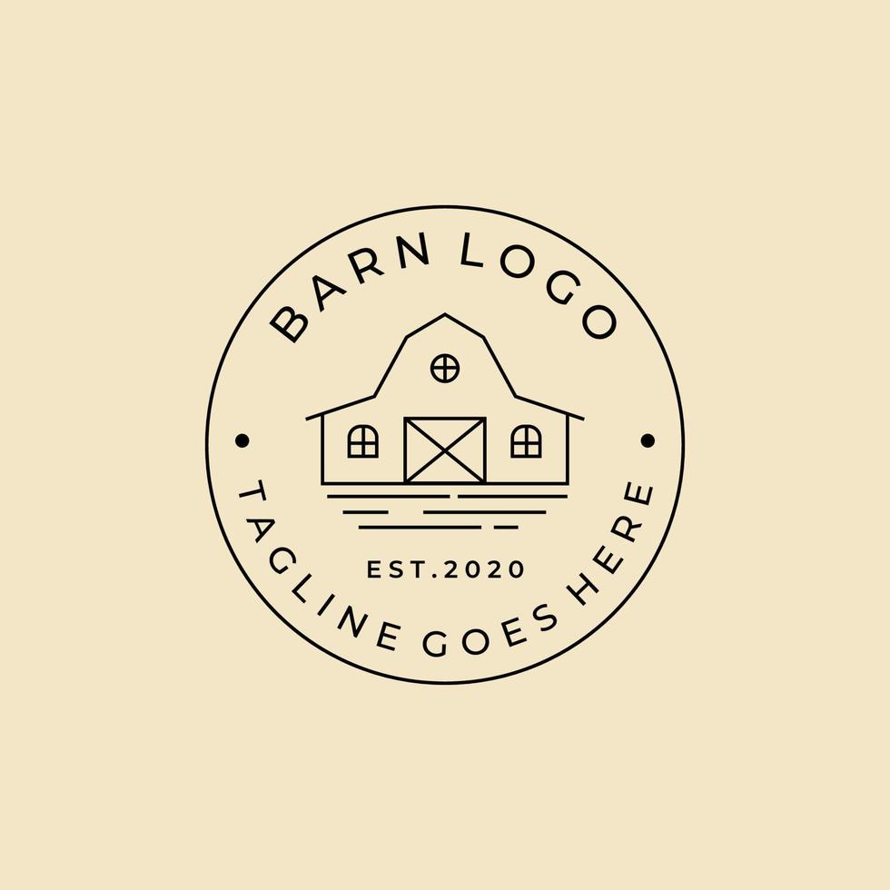 barn line art badge  logo vector symbol illustration design