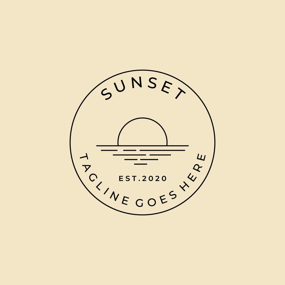 sunset  badge logo vector symbol illustration design