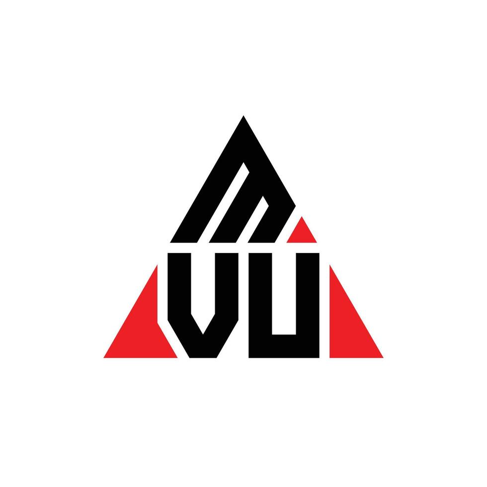 Diseño de logotipo de letra triangular mvu con forma de triángulo. monograma de diseño del logotipo del triángulo mvu. plantilla de logotipo de vector de triángulo mvu con color rojo. logotipo triangular mvu logotipo simple, elegante y lujoso.