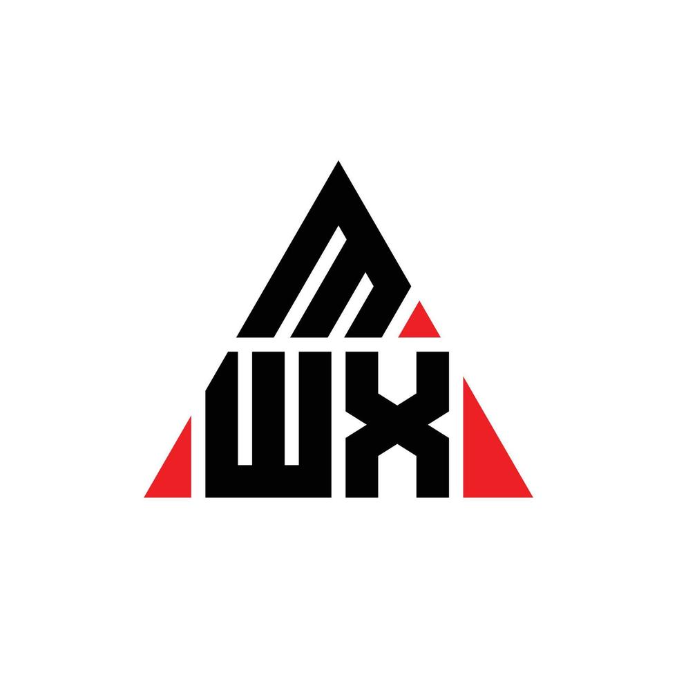 Diseño de logotipo de letra triangular mwx con forma de triángulo. monograma de diseño de logotipo de triángulo mwx. plantilla de logotipo de vector de triángulo mwx con color rojo. logotipo triangular mwx logotipo simple, elegante y lujoso.